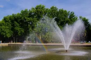 Temple of Debod Madrid garden central fountain