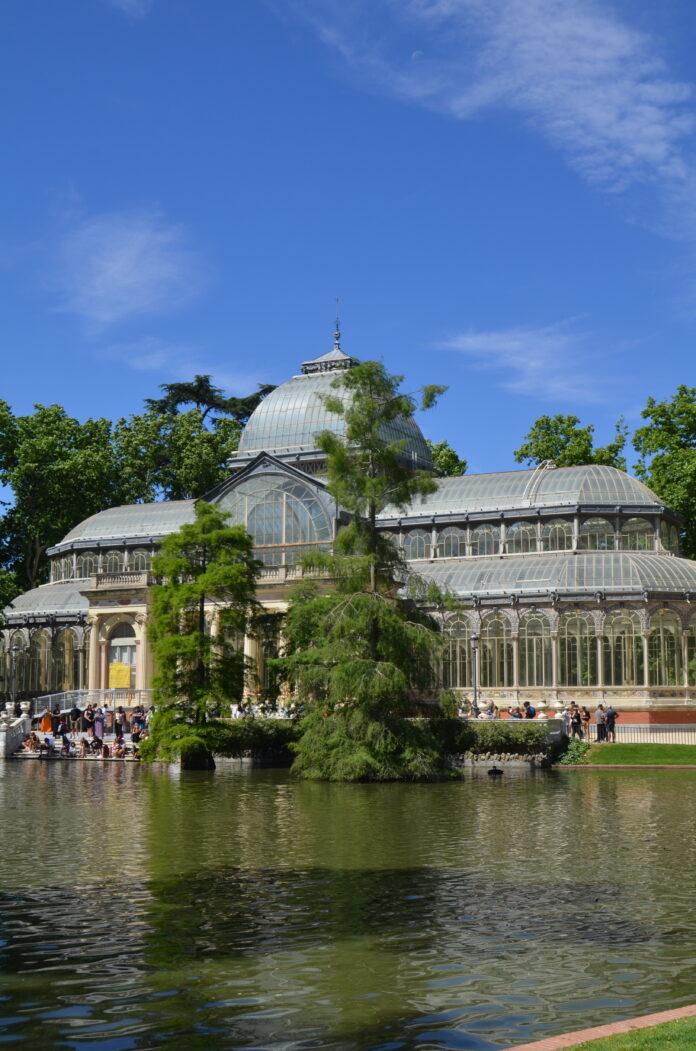 20 Most Photogenic Places in Madrid - Complete Photo Guide Collage of Madrid's most photogenic places including Crystal Palace, Temple of Debod, and Gran Via