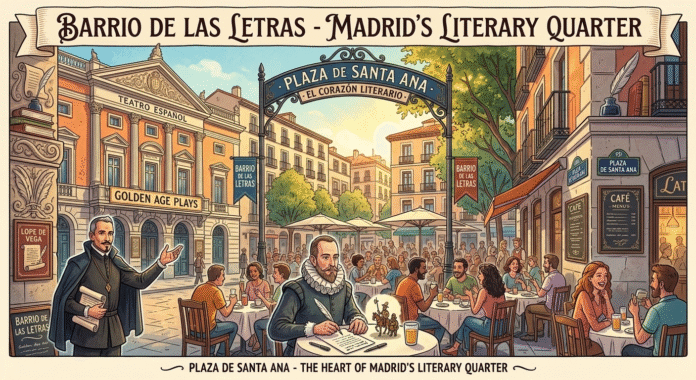 Barrio de las Letras Literary Quarter Plaza de Santa Ana terraces Madrid Spain