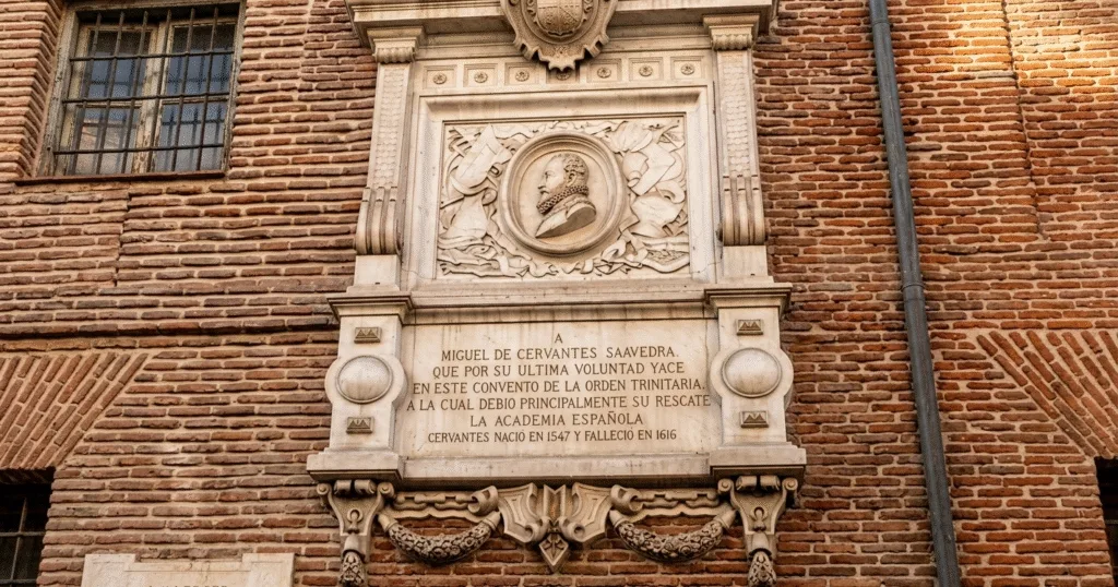 Cervantes tomb commemorative plaque Convento Trinitarias Barrio de las Letras Madrid