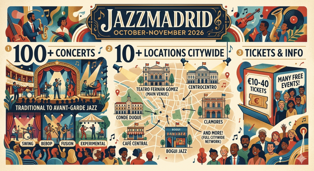 JAZZMADRID festival venues map Teatro Fernan Gomez CentroCentro Conde Duque locations