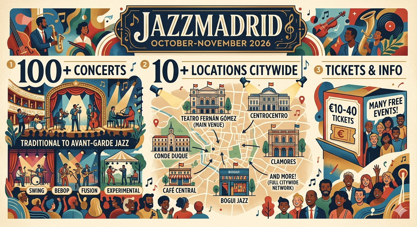 JAZZMADRID festival venues map Teatro Fernan Gomez CentroCentro Conde Duque locations