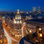 Madrid by night from above – illuminated beauty