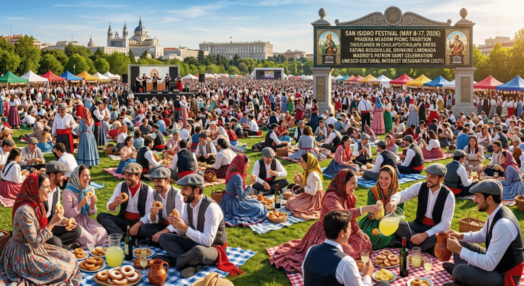 San Isidro Pradera Madrid chulapos chulap as traditional dress picnic rosquillas festival