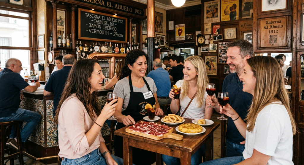 Madrid food tour tapas jamón vermouth century old bar local guide 2026 authentic Devour Tours