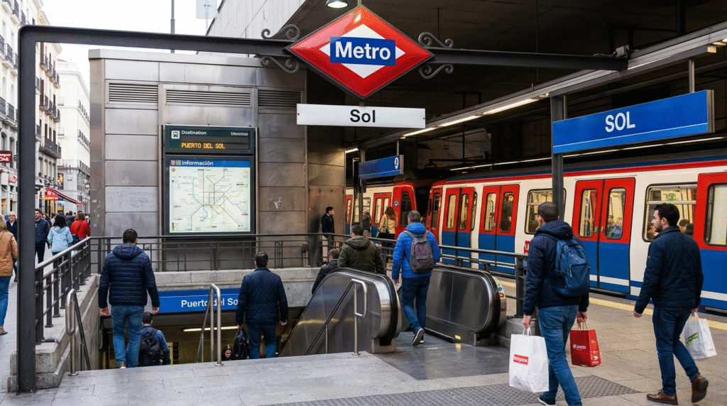 Madrid metro map key tourist lines 1 2 3 5 8 Sol Atocha Opera Retiro airport stations