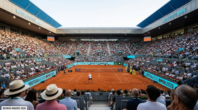 Mutua Madrid Open 2026 Caja Mágica Manolo Santana Stadium aerial view Madrid