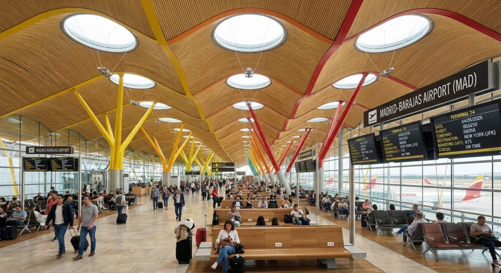 Flights USA to Madrid Barajas Airport MAD direct nonstop Iberia American Airlines routes 2026 T4
