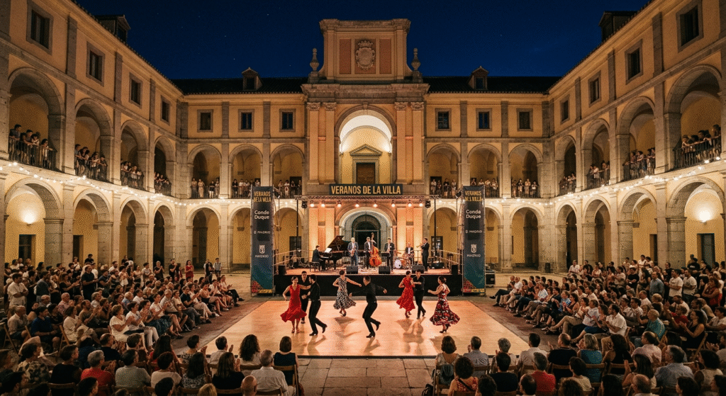 Veranos de la Villa Madrid 2026 Conde Duque concert free outdoor summer flamenco jazz night audience